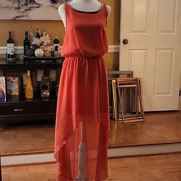 Forever 21 | Dresses | Ladies Coral With Gold Trimmings | Poshmark